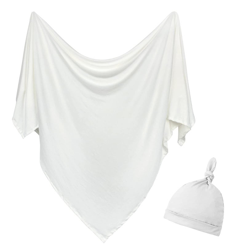 OWLOWLA Newborn Swaddle Set Stretch Wrap Swaddle Receiving Blanket for Baby Boy Girl(Ivory-rm) - Image 1
